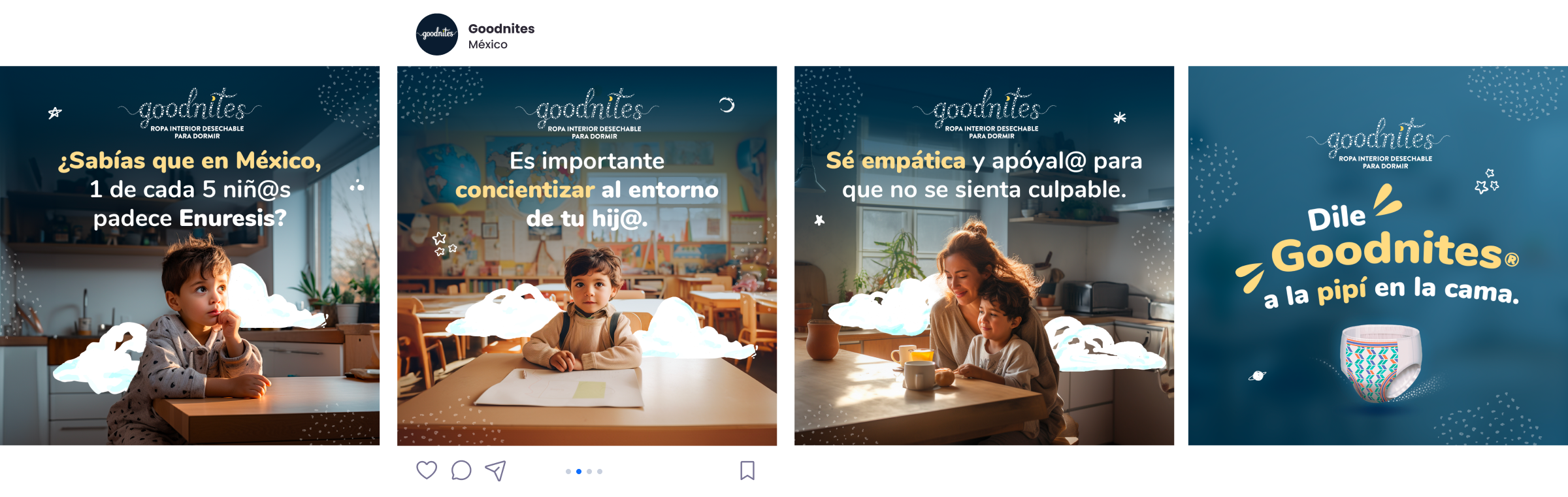 Pieza educativa de Goodnites con datos sobre la enuresis infantil